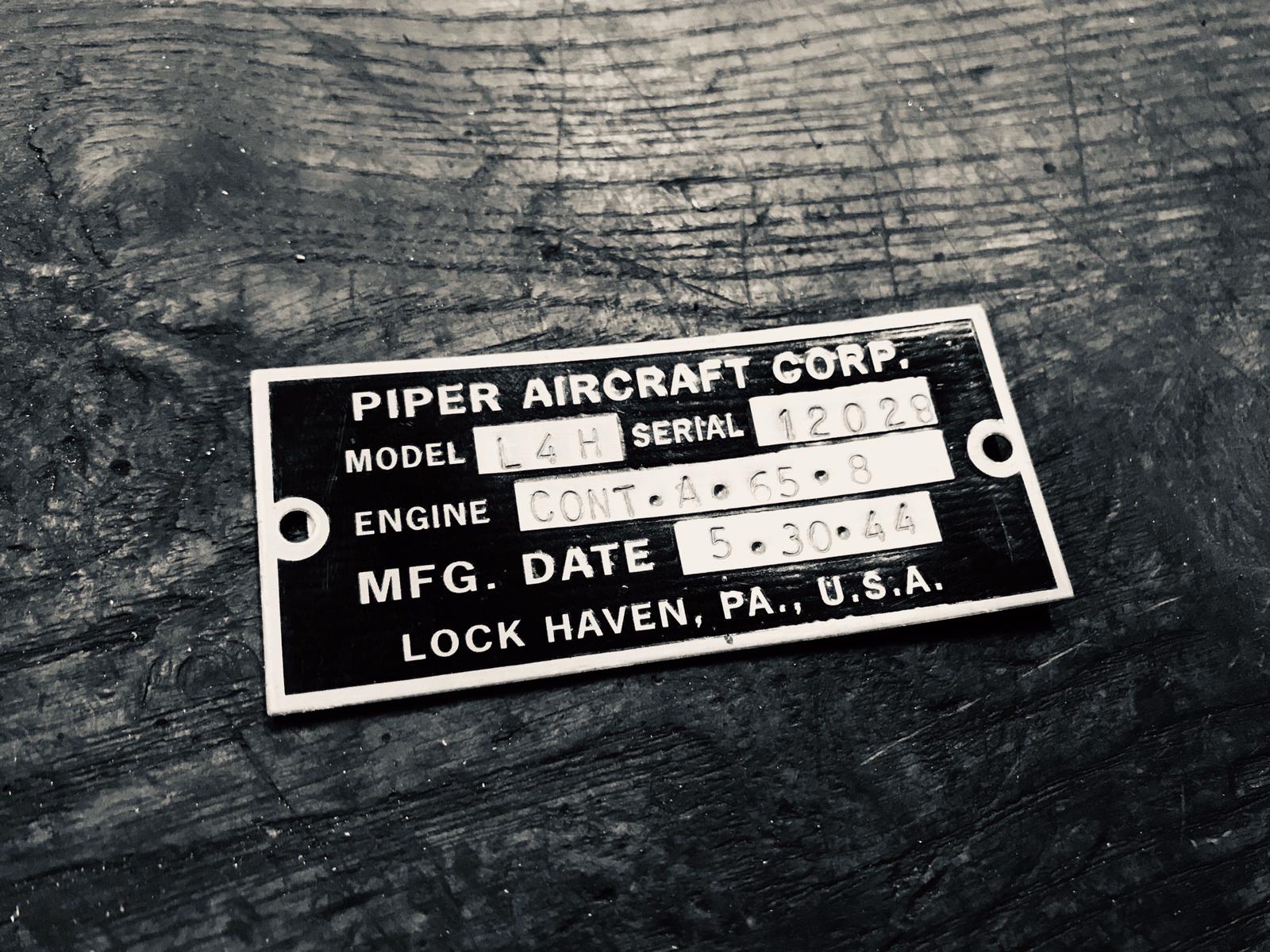 HISTORICAL PIPER CUB L-4H BUILT IN 1944